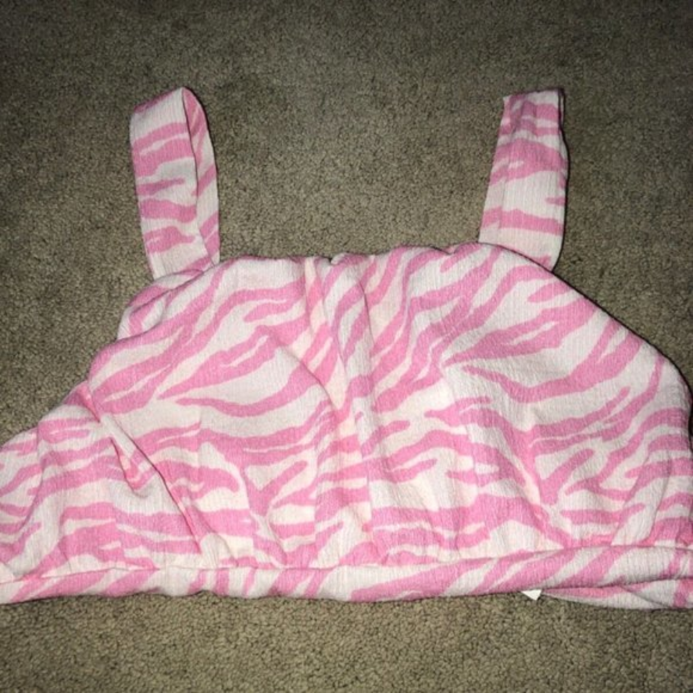 Zara Kids Size 13-14 Crop Top Tank Pink White NWT